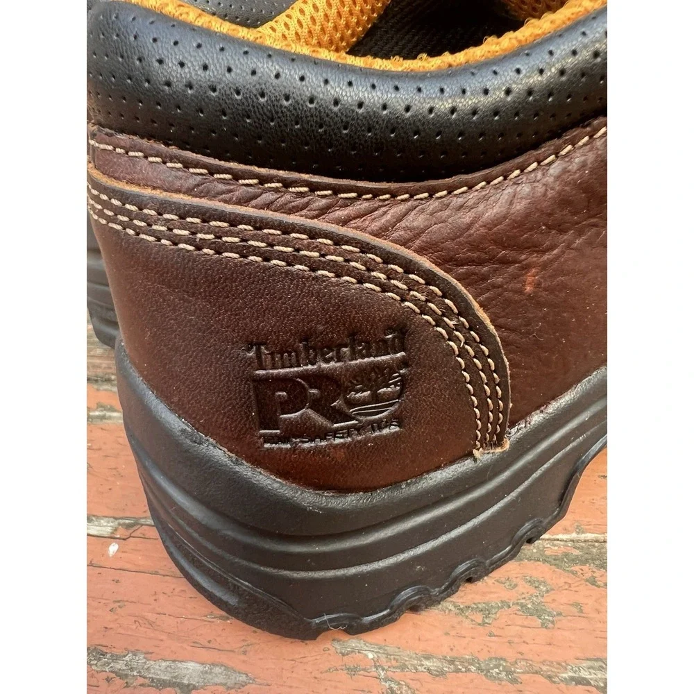 Timberland PRO TiTAN 47028 Mens 9.5M Brown Leather Alloy Toe Work Shoes EH